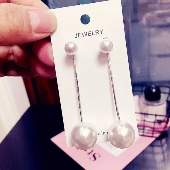 S925 Shell Pearl Long Earrings - Picture 5 of 11